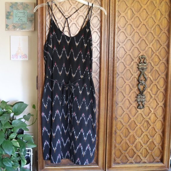 LOFT Chevron Zig Zag Strappy Tie-waist Cami Dress Style# 469763 - Size 10 - Picture 3 of 16